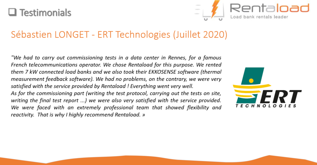 Customer testimonial ERT TECHNOLOGIES